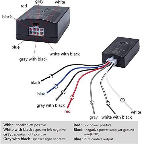 QLZDGH Car High to Low 2 Channel Line Output Converter RCA Car Line Converter Output Adapter Black