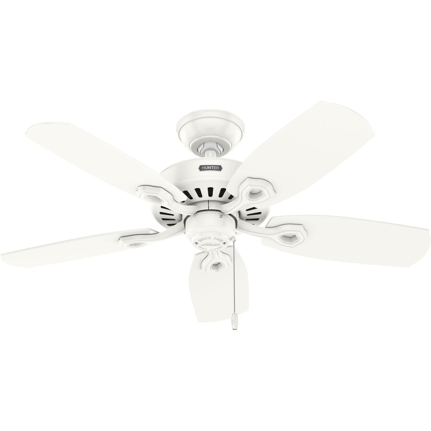 Hunter Builder Elite 42 inch Indoor Ceiling Fan, Fresh White Ceiling Fan, 3 Speed WhisperWind Motor, 53486, for Bedrooms, Living Rooms or Kitchens