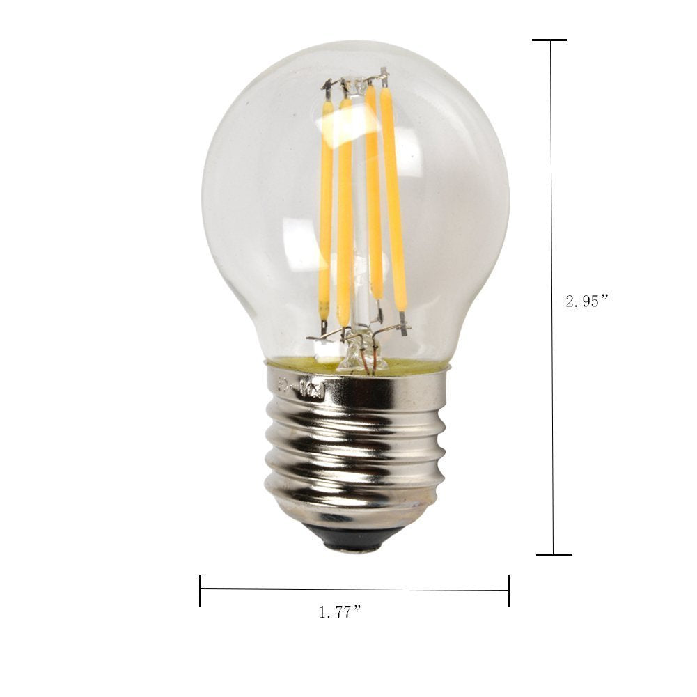 CTKcom 4W G45 G14 Dimmable Edison Style Antique LED Light Bulb(4 Pack)- LED Filament Bulb 40W Incandescent Equivalent 400LM 2700k Warm White Lamps