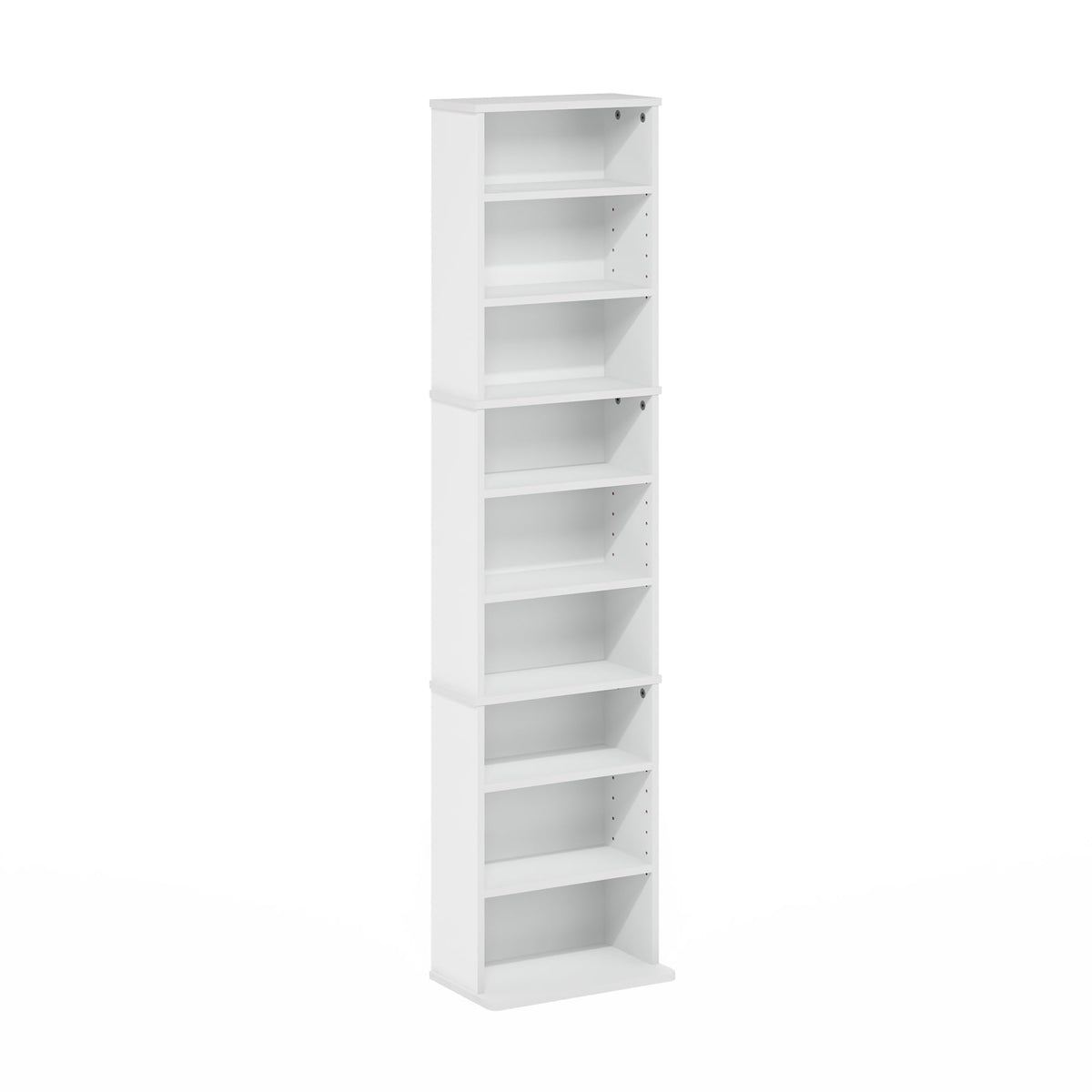 Furinno Jaya DVD Shelf, 9-Shelf Tall Narrow CD Rack, Media Shelf with Adjustable Shelves, DVD Storage Cabinets for CD Bluray Game Disc, Easy Assembly, for Living Room, Home Office, White