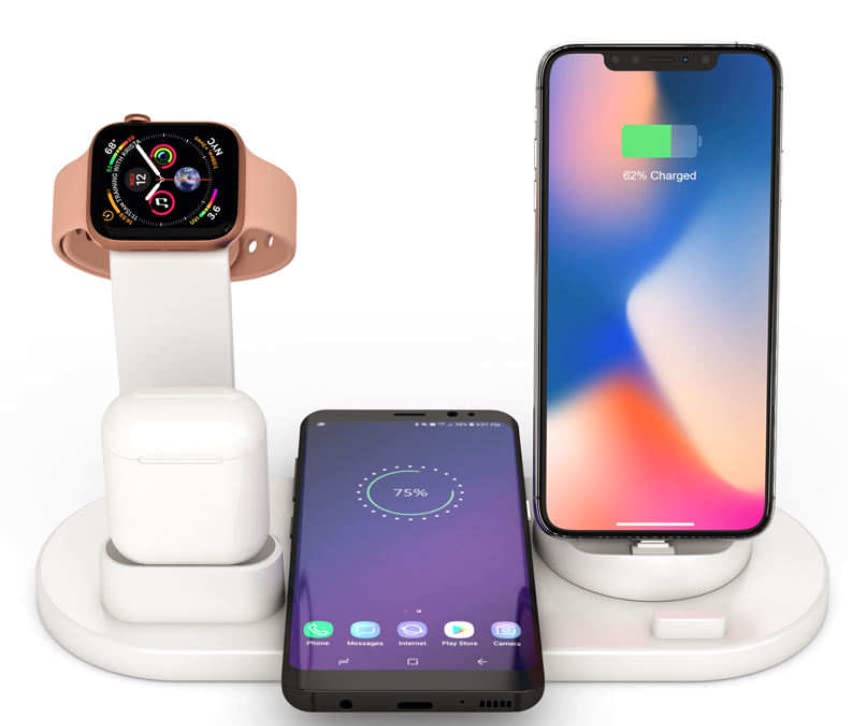 4 in 1 Wireless Magnetic Charging Station for All Apple Watch Series, AirPods Pro 3/2/1, iPhone 14/14 Plus/13/12/11 Pro/Pro Max/X/XS Max,Samsung