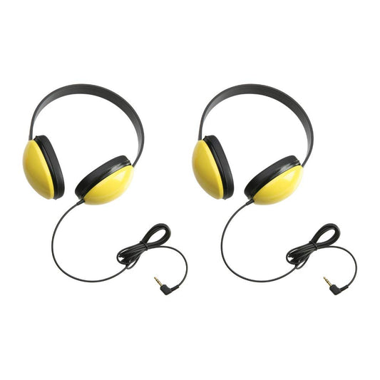 Califone 2800-YL Listening First Stereo Headphones (2-Pack), Yellow, Adjustable Headband Comfortable for Extended wear, Specifically Sized for Young…