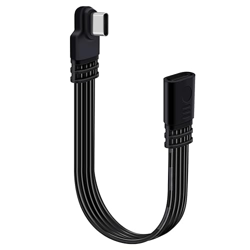 HuaLiSiJi 90 Degree UBS C Extension Flat Cable UBS C Male to Female Cable Support 480 Mbit/s Data Transmission and PD Charging for Type C Flash