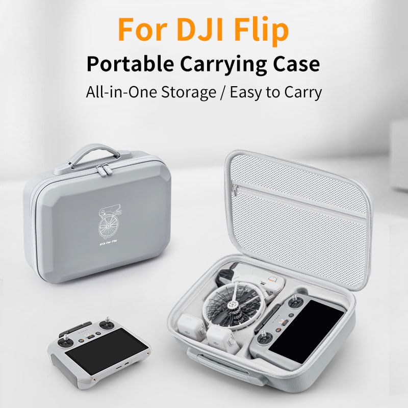 DFTIM Flip Case For DJI Flip Fly More Combo Hard Case, PU Leather Portable Shoulder Bag, Waterproof Travel Box Can Storage RC2/RC-N3 Remote/7