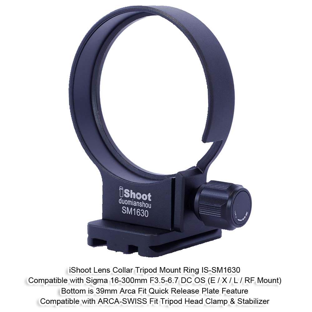 iShoot Lens Collar Tripod Mount Ring Compatible with Sigma 16-300mm F3.5-6.7 DC OS (E/X/L/RF Mount), Lens Support Holder Bracket Bottom is Arca-Swiss