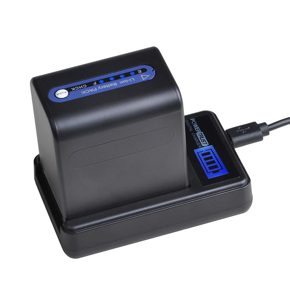 PowerTrust 1Pack 5400mAh NP-QM91D QM91D Battery and LCD USB Charger for Sony NP-QM71D NPQM91D NP-FM50 NP-QM71 NP-FM70 NP-FM90 CCD-TRV328 338