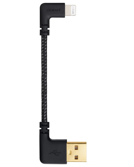 Zeskit USB to Lightning Cable MFi Certified (Short 10cm inch Braided) L Shape Right Angle, Compatible with Apple iPhone iPad AirPods for CarPlay…