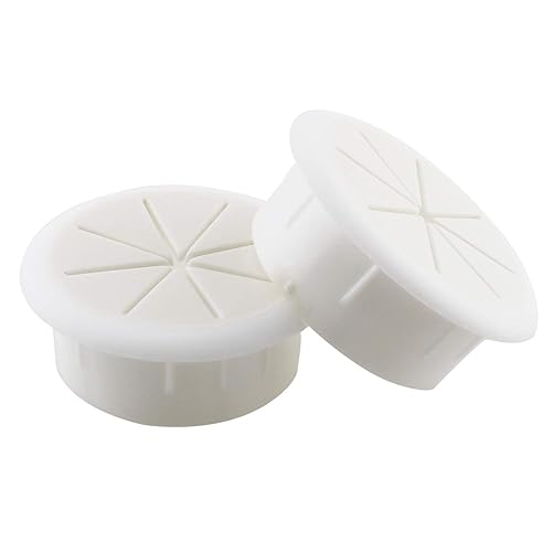 pugdodo 2PCS 2Inch (50mm) Desk Cord Grommets Wire Cable Hole Cover for Office PC Desk Cable Cord Cover White (White-2pcs) (White)