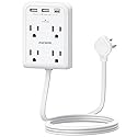 Surge Protector Power Strip, Outlet Extender Stick with USB C Ports, 4 Outlet 3 USB, 4 FT Extension Cord Flat Wall Plug, Home Office Dorm Room