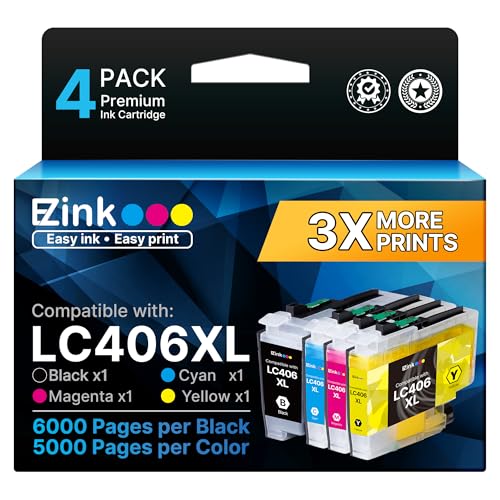 E-Z Ink LC406XL Ink Cartridges for Brother Printer MFC-J5855DW MFC-J4335DW