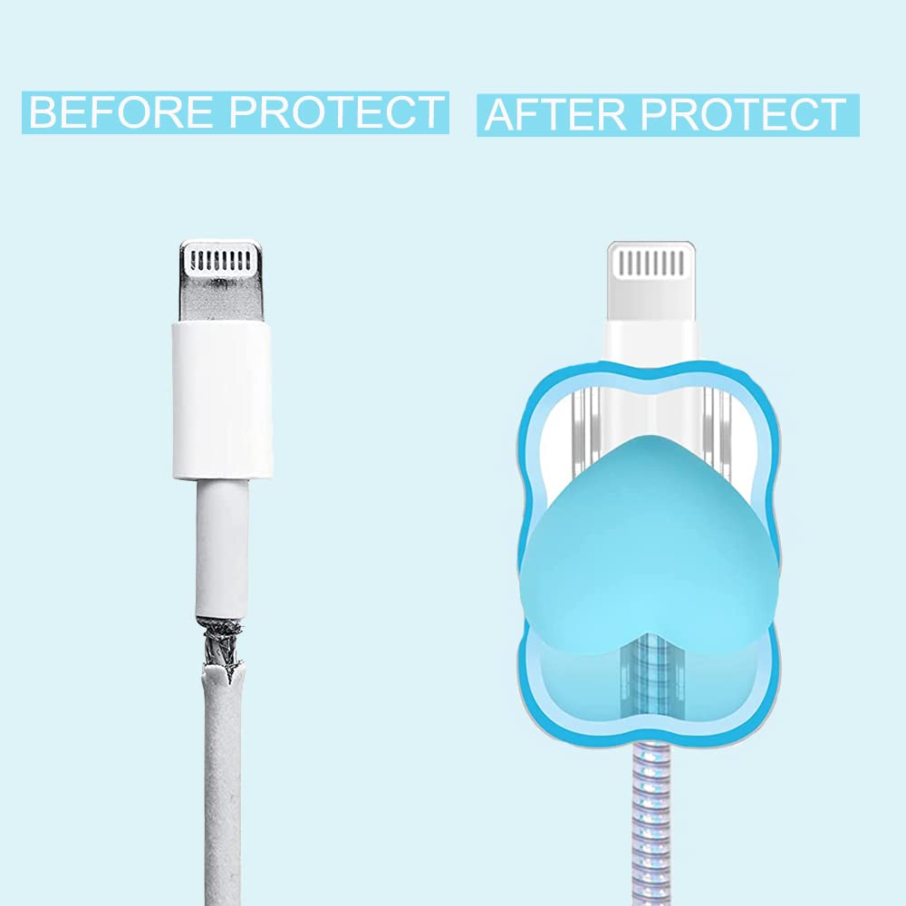 ZOSTLAND 5 in 1 DIY 18W 20W Heart Shape Protector Data Cable USB Charger Line Earphone Wire Saver Organizer Compatible with iPhone 11 12 13 14 15 Pro