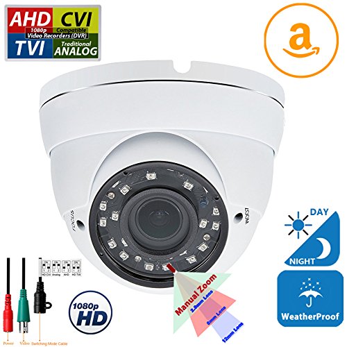 Evertech CCTV Security Camera - 700 TVL, 36 IR, 2,8~12mm Wide Angle ZOOM Vari-focal Lens Metal Dome Camera for Indoor & Outdoor 36 Ir LED Color Home