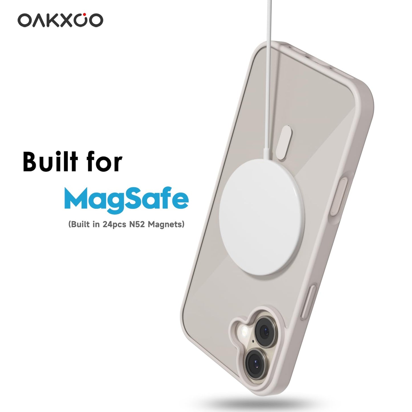 oakxco for iPhone 16 Case Clear Magnetic Compatible with Magsafe, Cute Thin Slim Transparent Non-Yellowing TPU Bumper, Shockproof Hard Shell & Soft