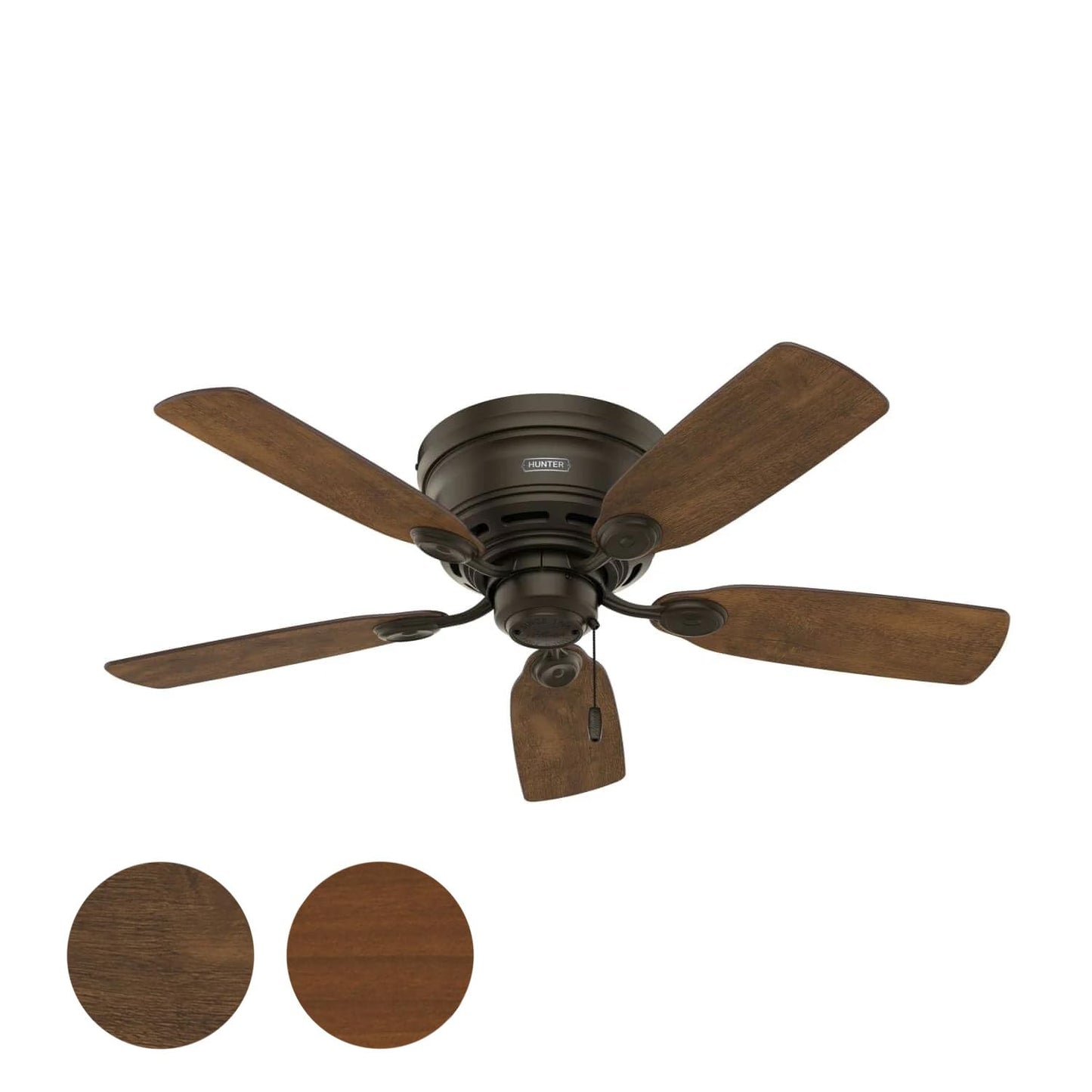 Hunter Fan 42in New Bronze Finish Low Profile Ceiling Fan with Reversible Weathered Oak / Wine Country Blades (Renewed)