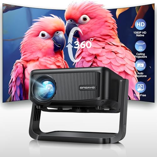 Mini-Projector with WiFi and Bluetooth: [1000 ANSI/360°Adjustable Stand/Electric Focus/Auto Keystone] Portable-Movie-Outdoor-Ceiling-Projector, ONOAYO