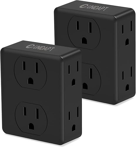 Multi Plug Outlet Splitter, Unidapt Multiple Outlets Extender Adapter with 6 AC Sockets, Side Splitter Box, Wall Power Plug Expander for Home Hotel
