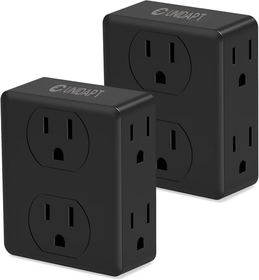 Multi Plug Outlet Splitter, Unidapt Multiple Outlets Extender Adapter with 6 AC Sockets, Side Splitter Box, Wall Power Plug Expander for Home Hotel