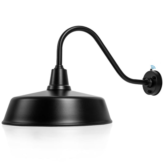 Naurham 21 inch Barn Lights Outdoor Gooseneck Lighting, Dusk to Dawn Black Exterior Barn Lights, Farmhouse Wall Lighting Fixtures with Sensor