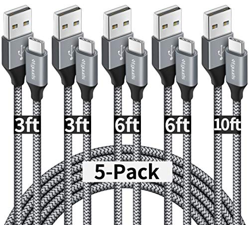 etguuds USB A to USB C Cable 5-Pack (3/3/6/6/10 ft), Fast Charging Type C Charger Cord for iPhone 17 16 15 Pro Max Plus Air, Samsung Galaxy S25 S24