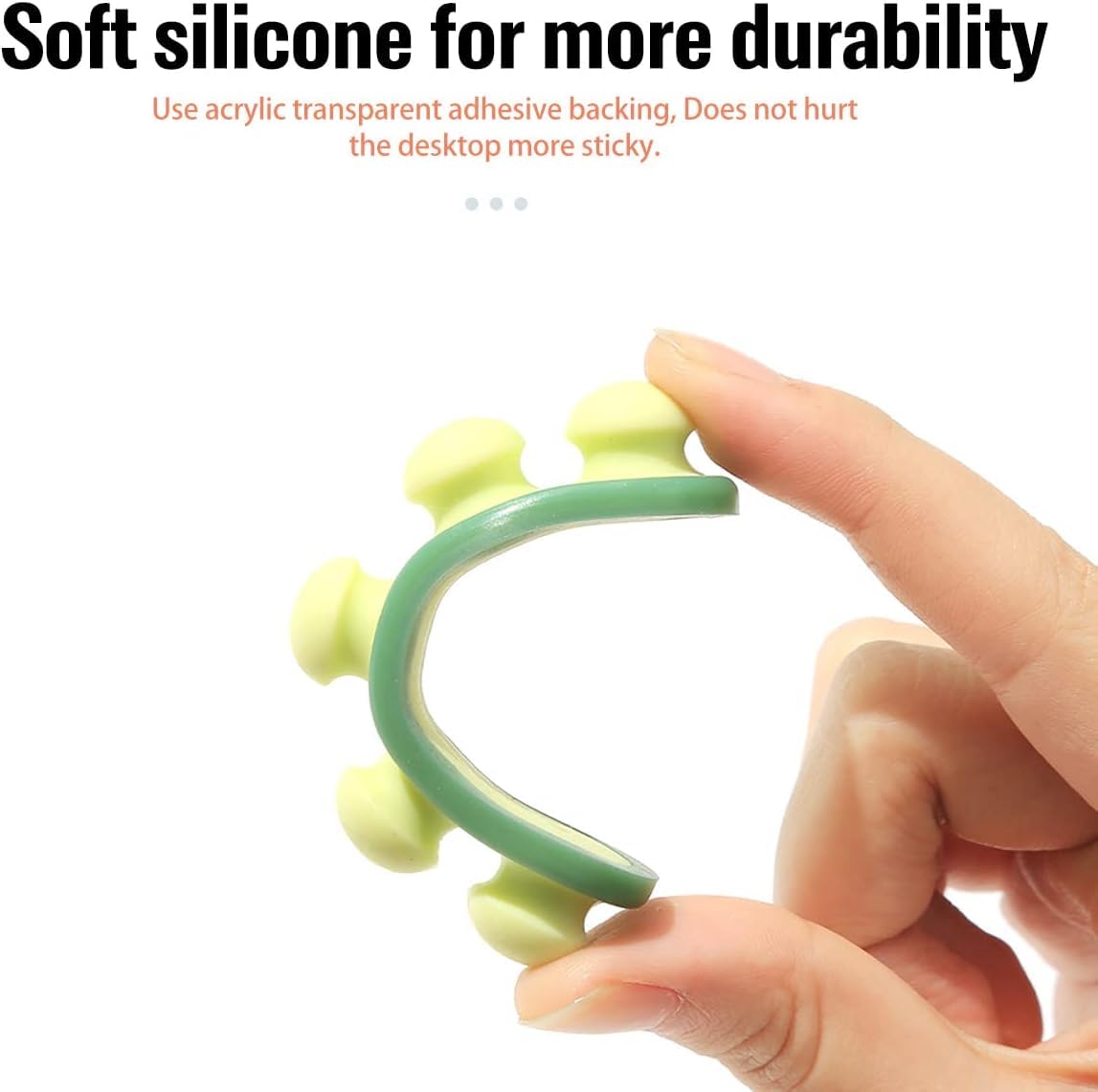 COOCAT Cute Pea Cable Clips, USB Cable Organizer, Charging Cord Holder, Wire Management for Car Office Desk Workbench Bedroom Bedside Nightstand