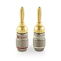 Nakamichi FanLock Excel Series 24k Gold Plated Banana Plugs 10 AWG - 18 AWG Gauge Size 4mm for Speakers Amplifier Hi-Fi Stereo Home Theatre Radio