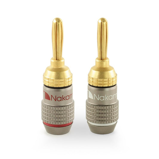 Nakamichi FanLock Excel Series 24k Gold Plated Banana Plugs 10 AWG - 18 AWG Gauge Size 4mm for Speakers Amplifier Hi-Fi Stereo Home Theatre Radio