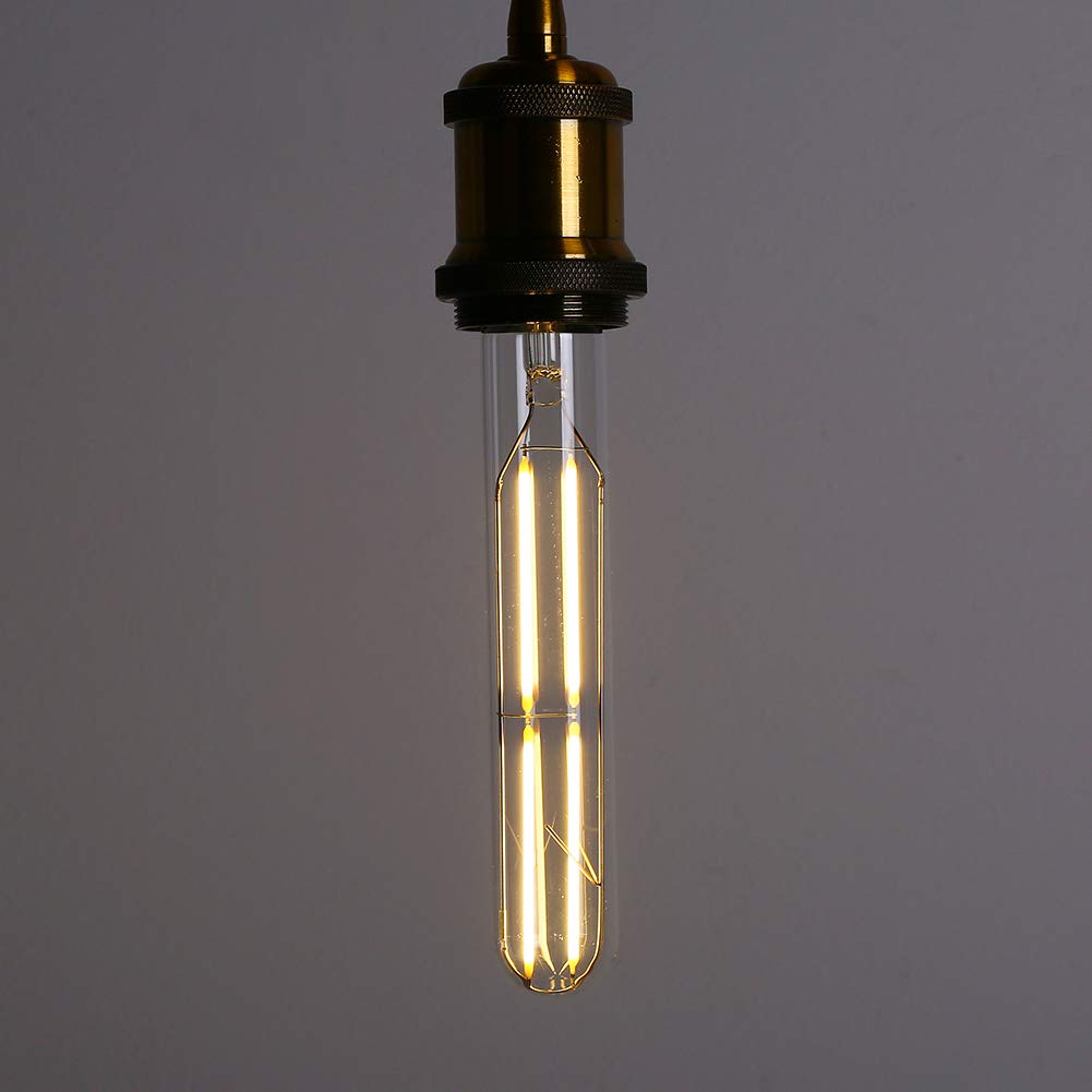 VCTC Lighting Dimmable 6W Tubular LED Bulbs, 3000K Warm White,Edison Style Filament Light Bulb, T10 Vintage Bulb 60 Watt Equivalent, E26 Medium Base