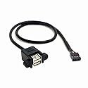 ANRANK 50cm Dual USB 2.0 Type A Female to Motherboard 9Pin Header Cable Adapter with Screw Panel for Computer, Tablet, Printer, Barcode Scanner, Car