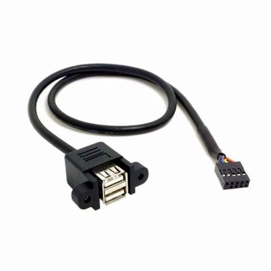 ANRANK 50cm Dual USB 2.0 Type A Female to Motherboard 9Pin Header Cable Adapter with Screw Panel for Computer, Tablet, Printer, Barcode Scanner, Car
