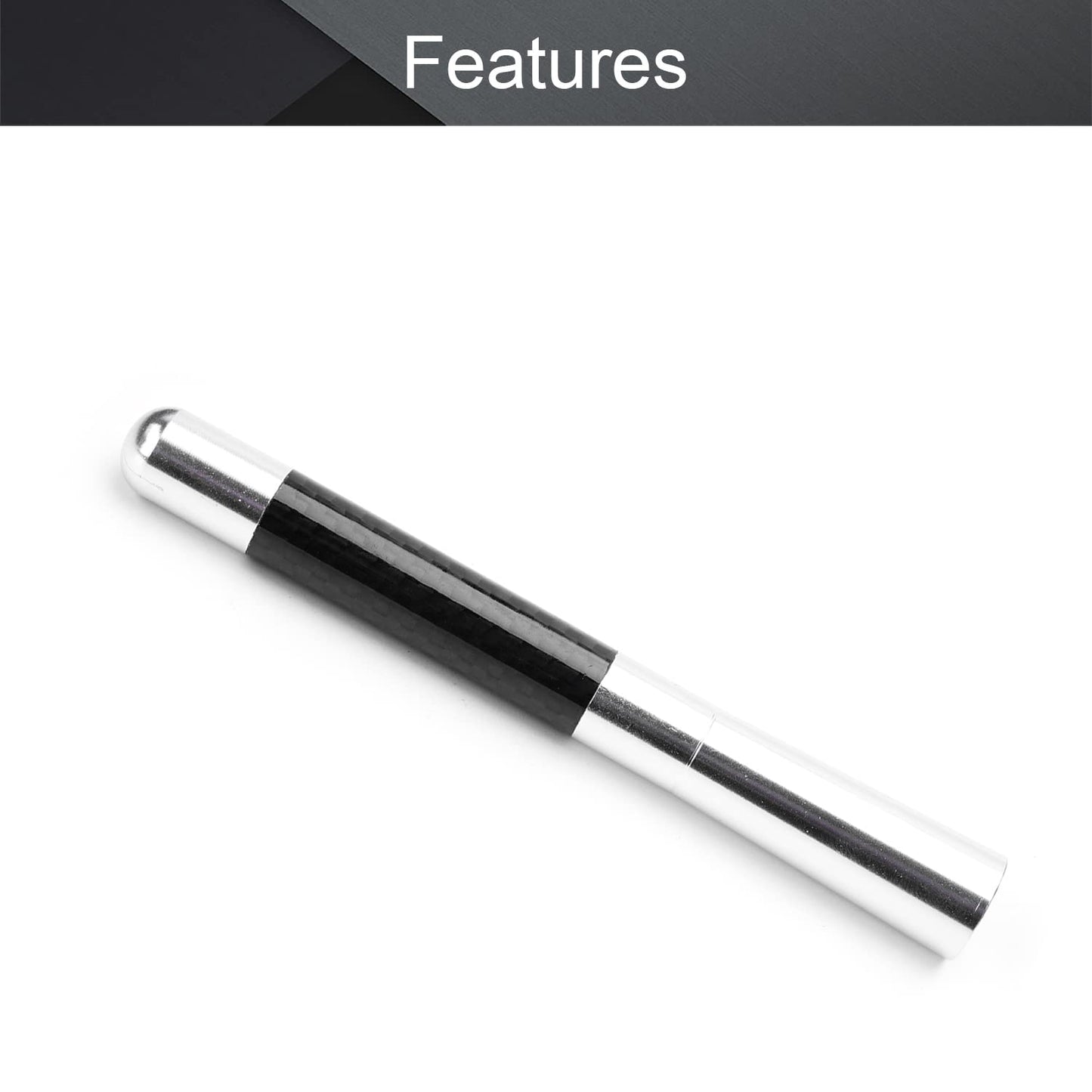 Othmro 12cm Length Carbon Fiber Pattern Screw-on Car Decorative Antenna Aerial Silver Black 1pcs