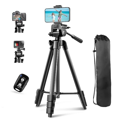 UBeesize 54'' Camera Tripod, Phone Tripods for iPhone with Bag, Travel Tripode Stand with Remote Compatible with iPhone 17/1615/14/13/12/11, Android