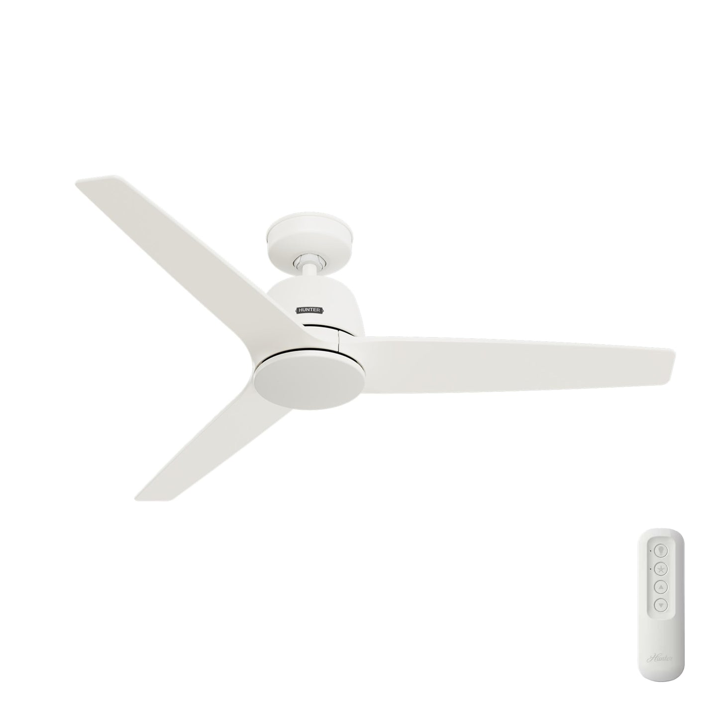 Hunter Fan 52 inch Indoor Ceiling Fan with No Light, White Ceiling Fan with Remote, For Bedroom, Office, Kitchen, Living Room, 3 Blades (Renewed)