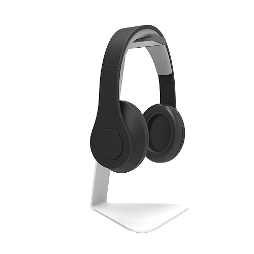 Kanto H1 Universal Headphone Stand - White - Solid Steel Construction - Curved Silicone Resting Surface