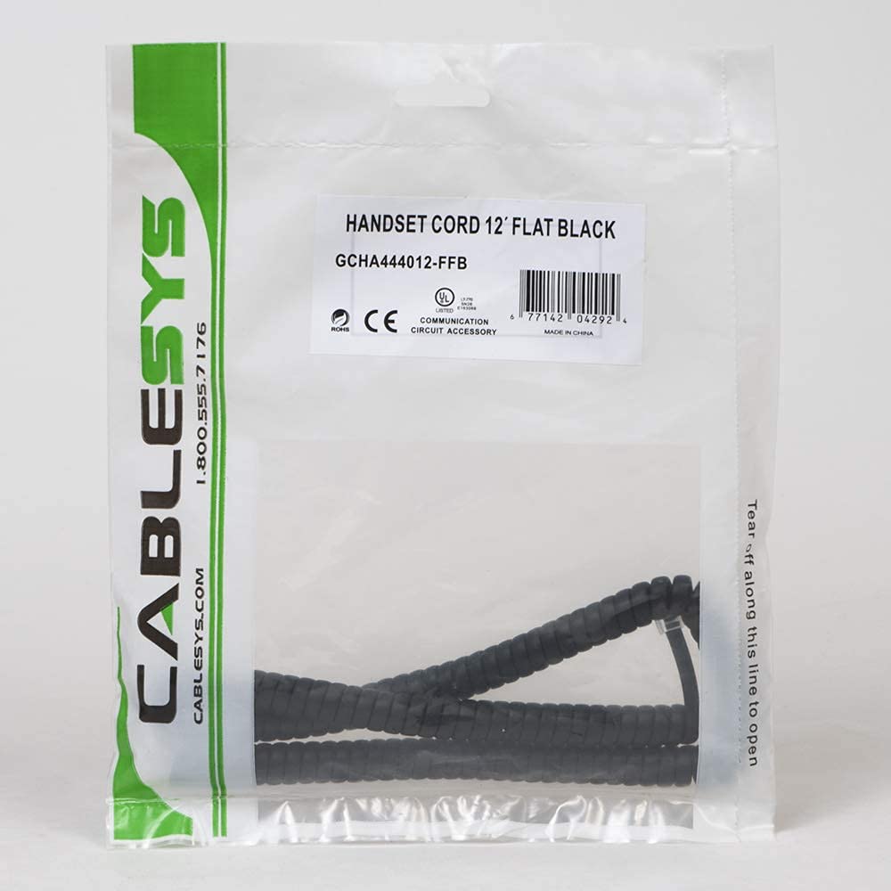 HANDSET CORD 12',Flat Black