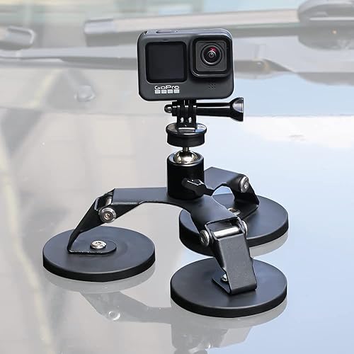 Heavy Duty Magnetic Action Camera Mount for GoPro 13/12/11/10, Heavy Duty Metal Car Magnetic Camera Mount with 360° Tripod Ball Head Compatible