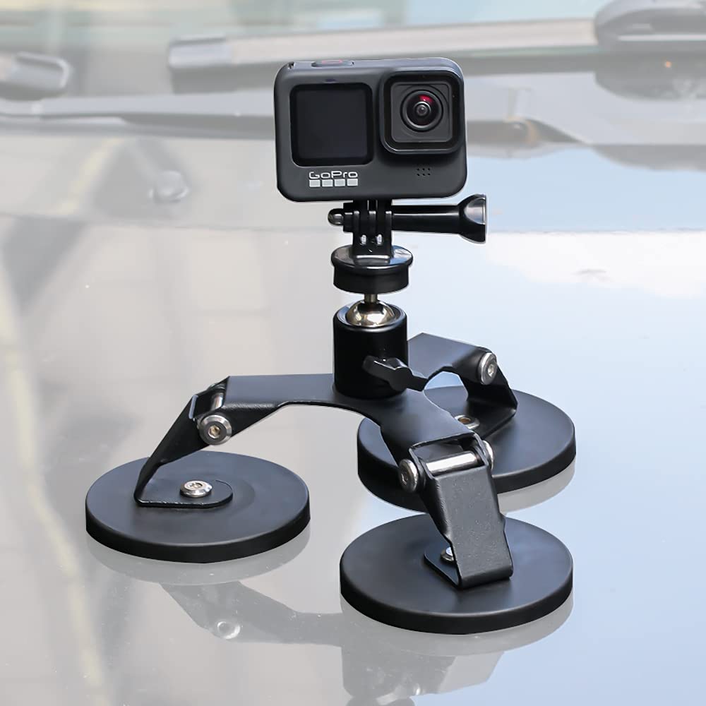 Heavy Duty Magnetic Action Camera Mount for GoPro 13/12/11/10, Heavy Duty Metal Car Magnetic Camera Mount with 360° Tripod Ball Head Compatible