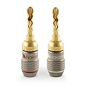 Nakamichi FanLock Excel Series 24k Gold Plated BFA Banana Plug 10 AWG - 18 AWG Gauge Size 4mm for Speakers Amplifier Hi-Fi Stereo Home Theatre Radio