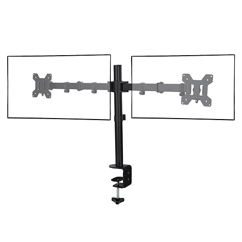 Livotica Dual Monitor Mount, Fully Adjustable Dual Monitor Stand for 13"-32" Screens, Holds up to 22lbs per Arm with C-Clamp & Grommet Base