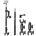 360 Camera Motorcycle Mount Kit - Telescopic Selfie Stick 17-43" with 360° Handlebar Clamp - Compatible with GoPro Insta360 Action Cameras - Aluminum