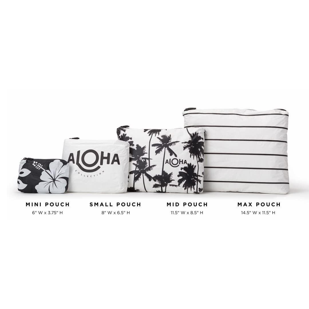 ALOHA Collection Small Pinstripe Pouch – Lightweight, Packable, Splash-Proof Makeup Bag, Easy to Clean