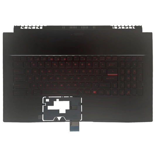 New Compatible Replacemen for MSI GF75 MS-17F1 MS-17F2 MS-17F3 MS-17F5(Palmrest Upper Cover Case Shell Red Font Backlit Keyboard 3077F3C211)