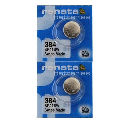 Renata 384 SR41SW Batteries - 1.55V Silver Oxide 384 Watch Battery (2 Count)