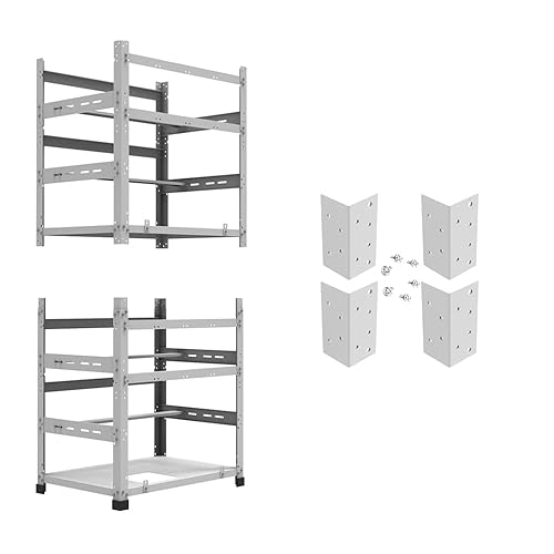 AAAwave The Sluice V.2 12 GPU Mining Rig Frame and 4 pcs of Stacking Brackets (White, 2 Frames)