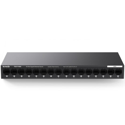 Tenda TEG1116M 16 Port Gigabit Switch, Unmanaged Ethernet Switch with Traffic Optimization, Plug & Play, Fanless & Metal Design Network Switch