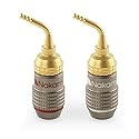 Nakamichi FanLock Excel Series 24k Gold Plated 2mm Pin Plug Banana 10 AWG - 18 AWG Gauge Size 4mm for Spring Clip Speakers Amplifier Hi-Fi Home