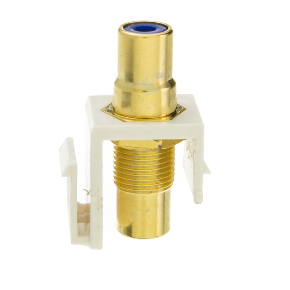 Gold Plated RCA Female to RCA Female, Blue RCA Coupler Adapter with White Keystone Insert, Blue RCA Jack Connector for Audio/Video, CableWholesale