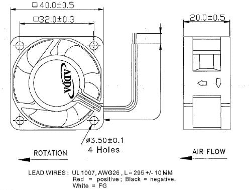 ADDA - DC FAN 40x40x20MM 12V - AD0412HB-C56