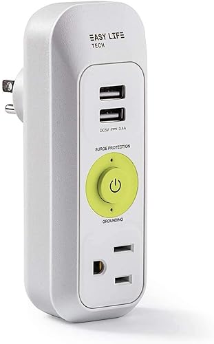 Wall Outlet Extender with USB Charging Ports - Multi Plug Adapter with AC Outlets - Compact Surge Protector for Home, Office, or Travel - Space-Saving