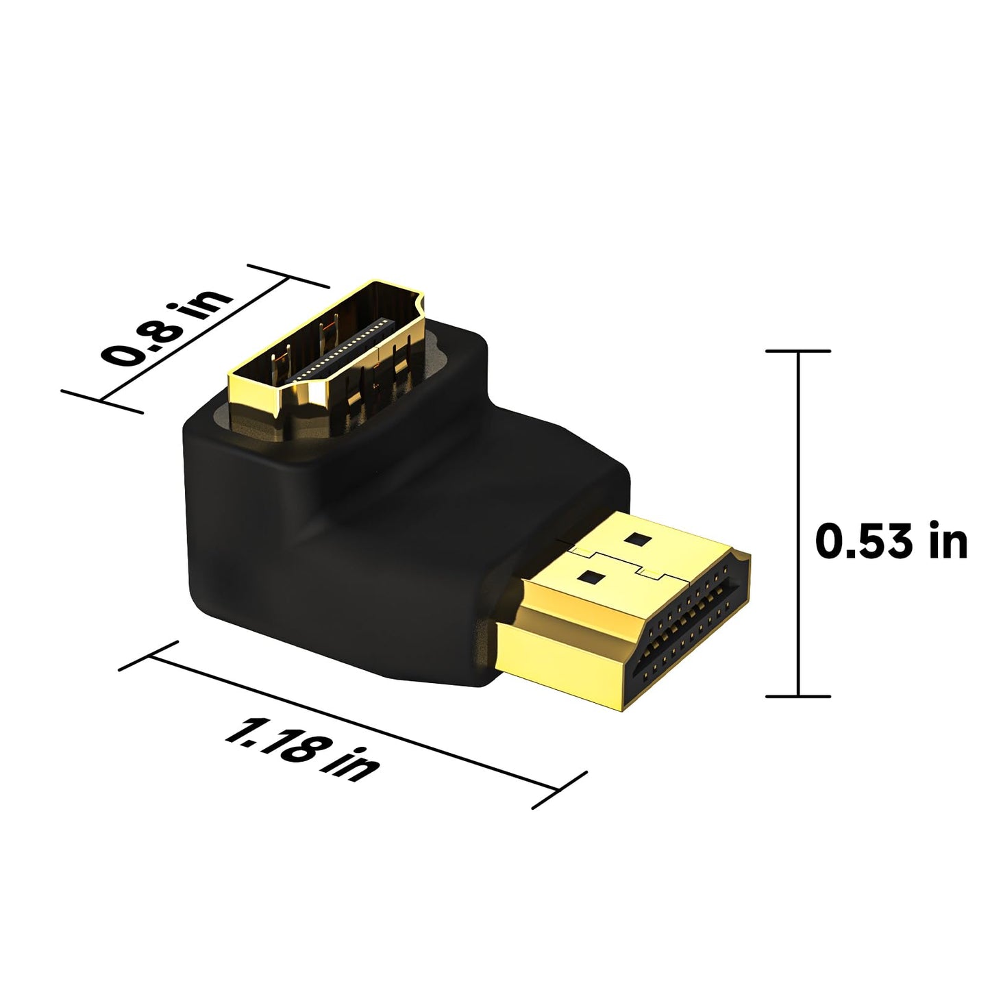 VCE HDMI 90 Degree Adapter 2-Pack, Right Angle HDMI Adapter Male to Female L-Shape Connector with 4K@60Hz, 3D for TV Stick, HDTV, PC