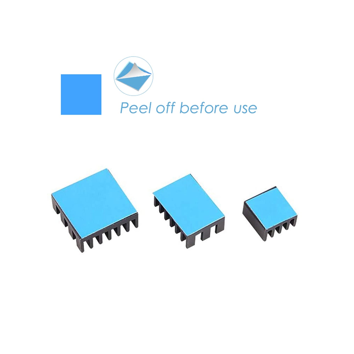 MazerPi 100 Pcs Heatsinks (Multi-Size&Multi-Color), Heatsink Kit with 3M 8810 Conductive Adhesive Tape Aluminum Heat Sink Copper Heat Sinks Cooler